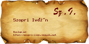 Szopri Iván névjegykártya